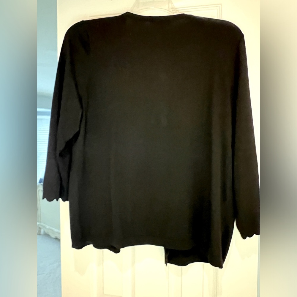 Talbots Scalloped Edge Black Lightweight Cardigan -XL - Picture 2 of 5